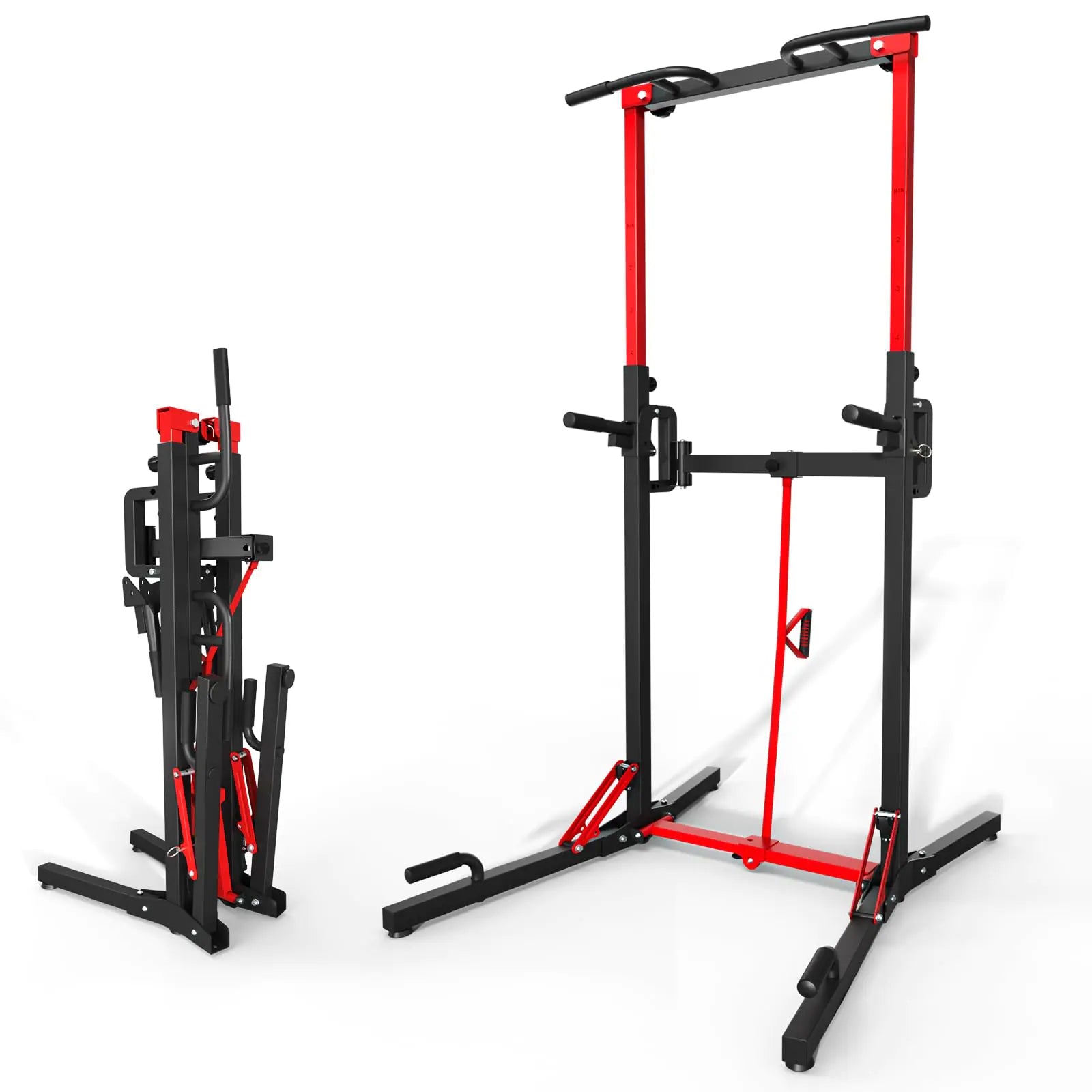 FoldablePull Up +Dip Bar Station Multi-Function Adjustable Height Dip Station for Home Gym